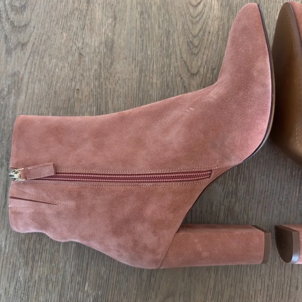 Sézane Adele Ankle‎ Boots-Blush Suede Leather Italian Heels-3.5